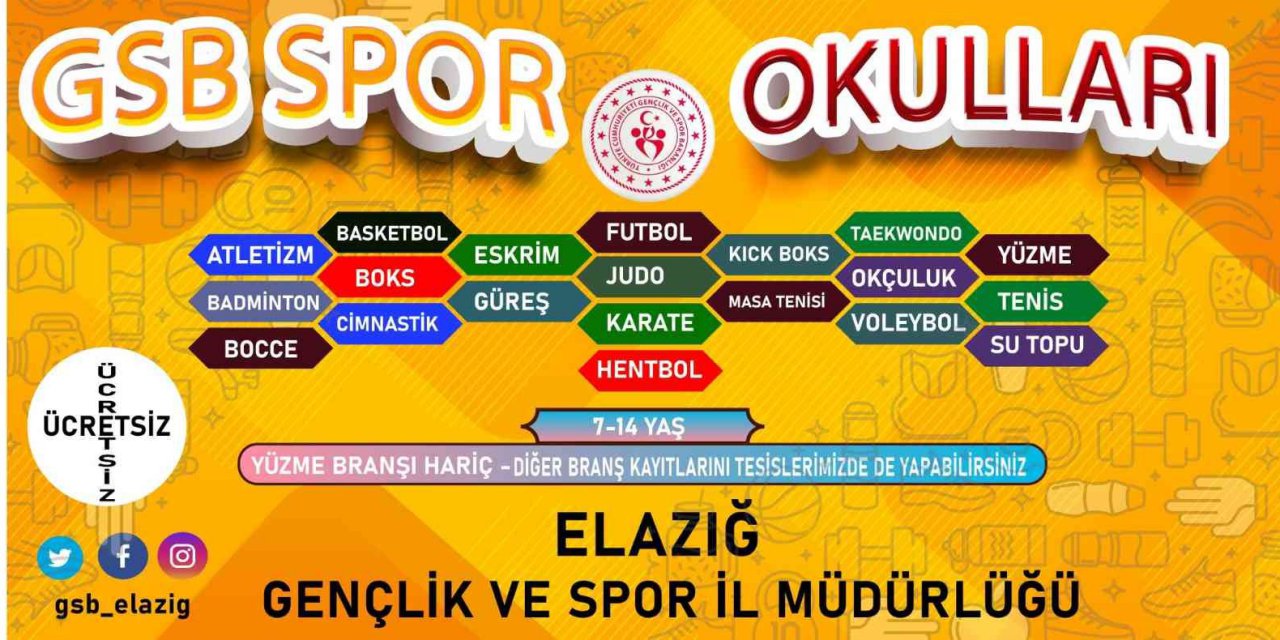 Elazığ’da Gsb Spor Okulları Kayıtları Başladı