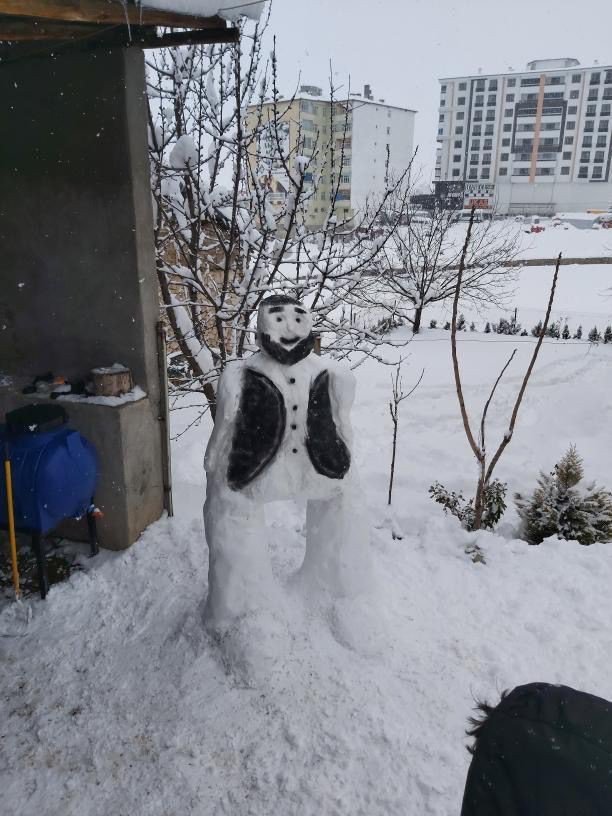 Elazığ da kardan adam yapan vatandaşlar hünerlerini sergiledi