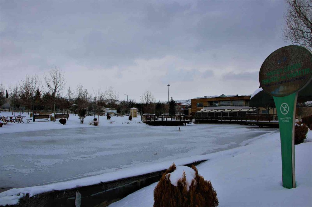 Süs havuzları dondu, ortaya kartpostallık görüntüler çıktı