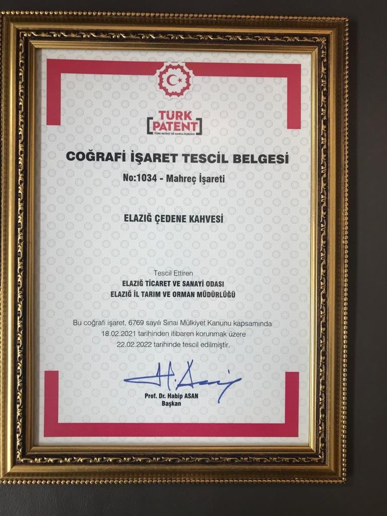 ‘Elazığ Çedene Kahvesi’ coğrafi işaret belgesi aldı